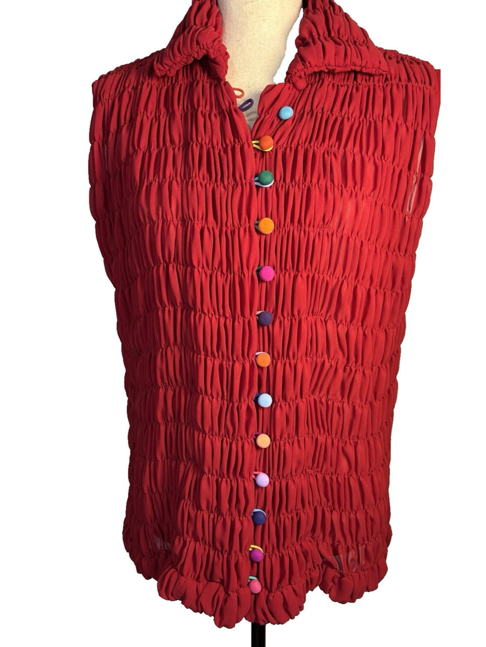 Vintage Richard Tsao Crinkled Handwoven Thai Silk Art-Wear Vest One Size